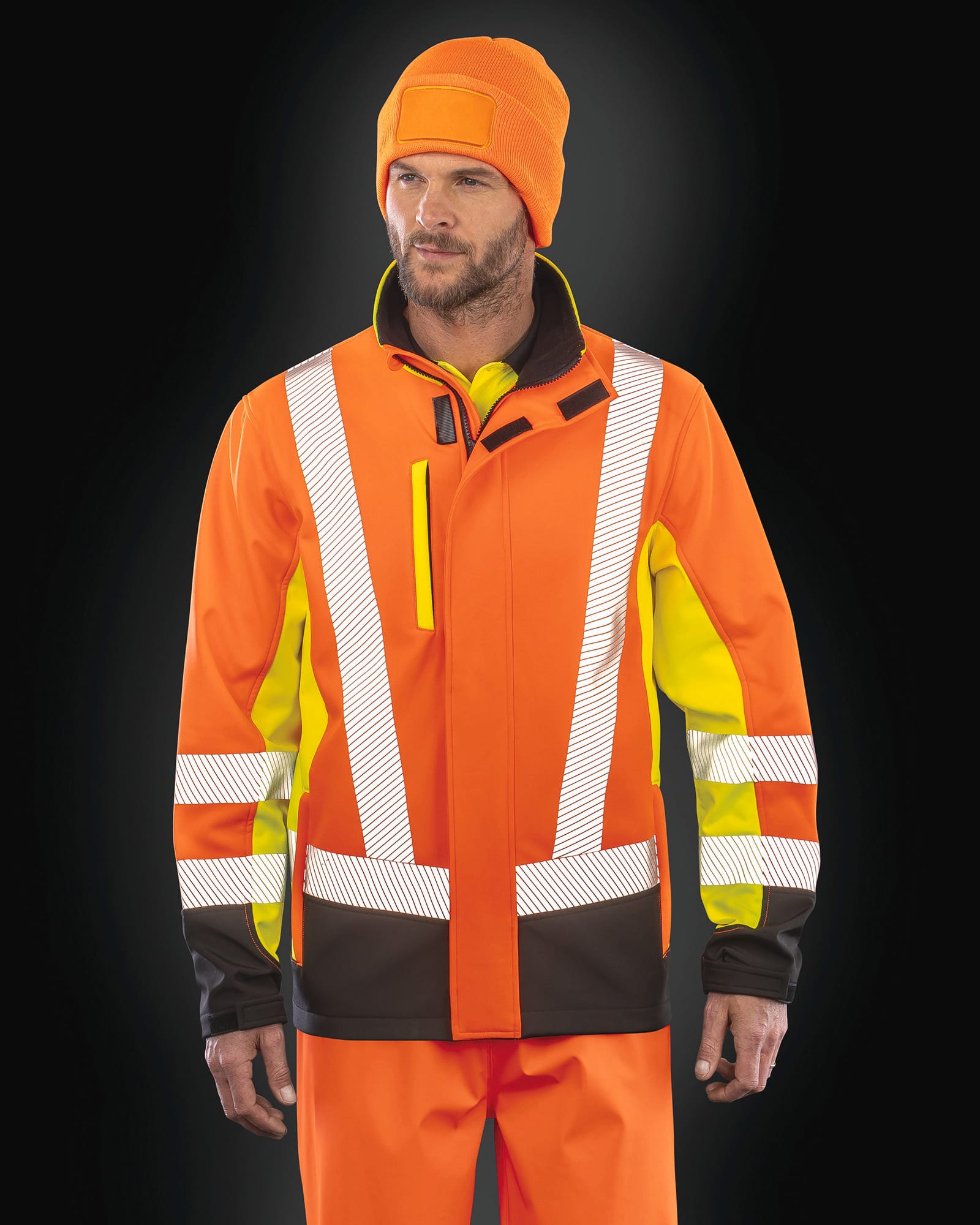 Chaqueta de seguridad softshell de alta visibilidad y 3 capas de poliéster reciclado | R506X