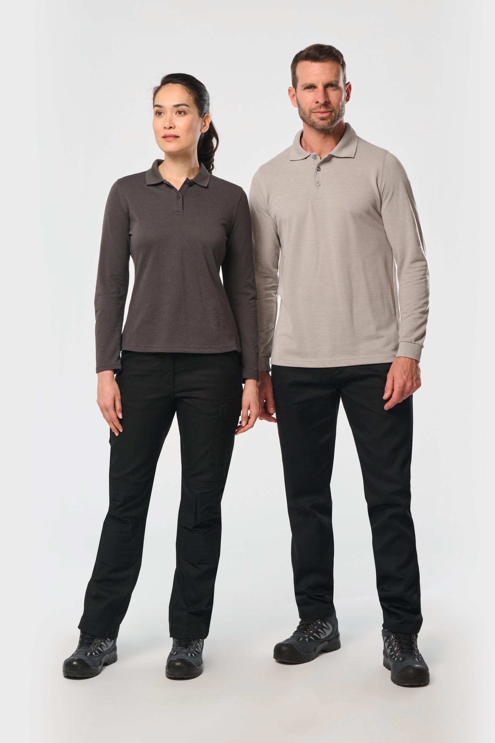 Polo da donna a maniche lunghe in poliestere riciclato e cotone | WK277
