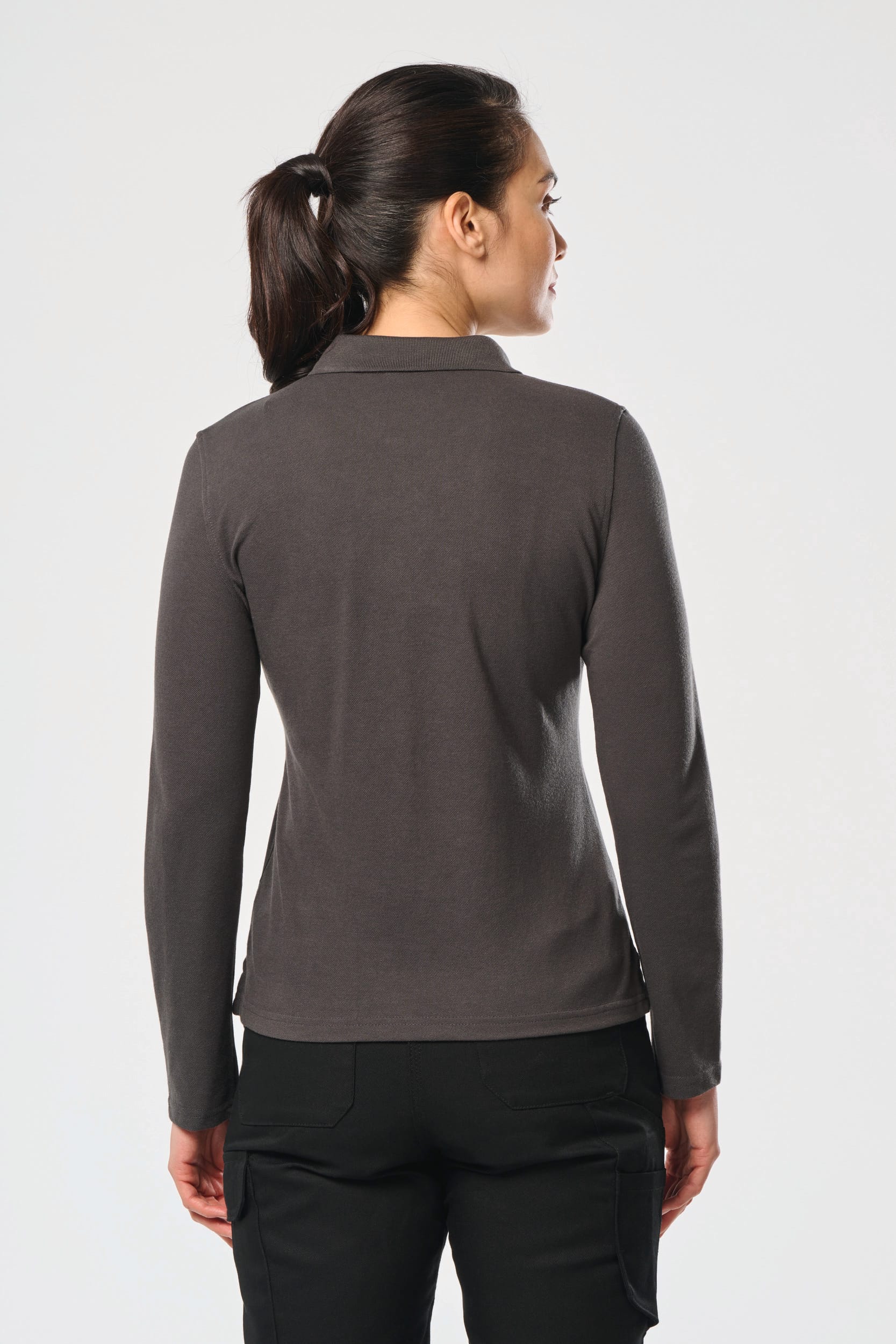 Polo da donna a maniche lunghe in poliestere riciclato e cotone | WK277