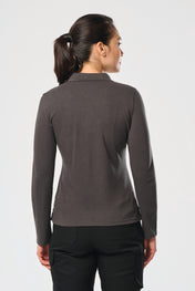 Polo da donna a maniche lunghe in poliestere riciclato e cotone | WK277