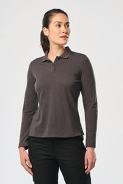 Polo da donna a maniche lunghe in poliestere riciclato e cotone | WK277