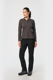 Polo da donna a maniche lunghe in poliestere riciclato e cotone | WK277