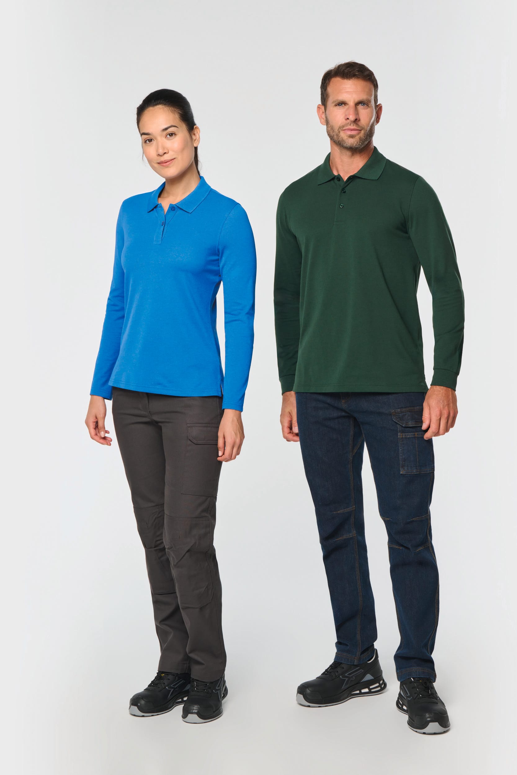 Polo da donna a maniche lunghe in poliestere riciclato e cotone | WK277