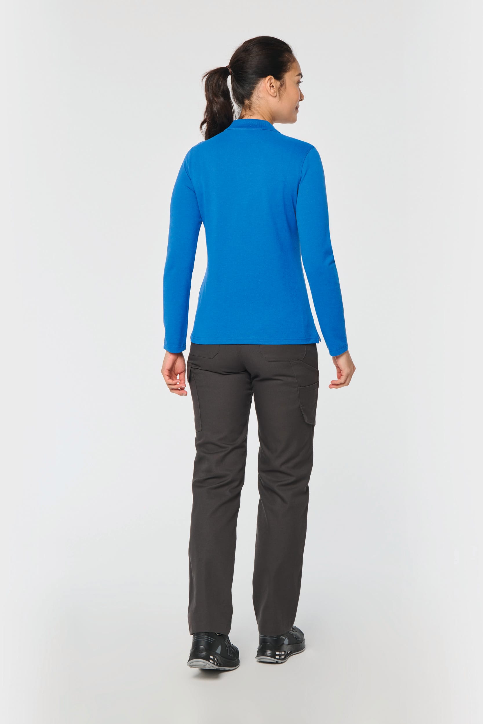 Polo da donna a maniche lunghe in poliestere riciclato e cotone | WK277