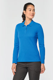 Polo da donna a maniche lunghe in poliestere riciclato e cotone | WK277