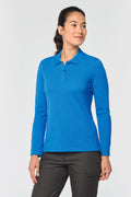 Polo da donna a maniche lunghe in poliestere riciclato e cotone | WK277