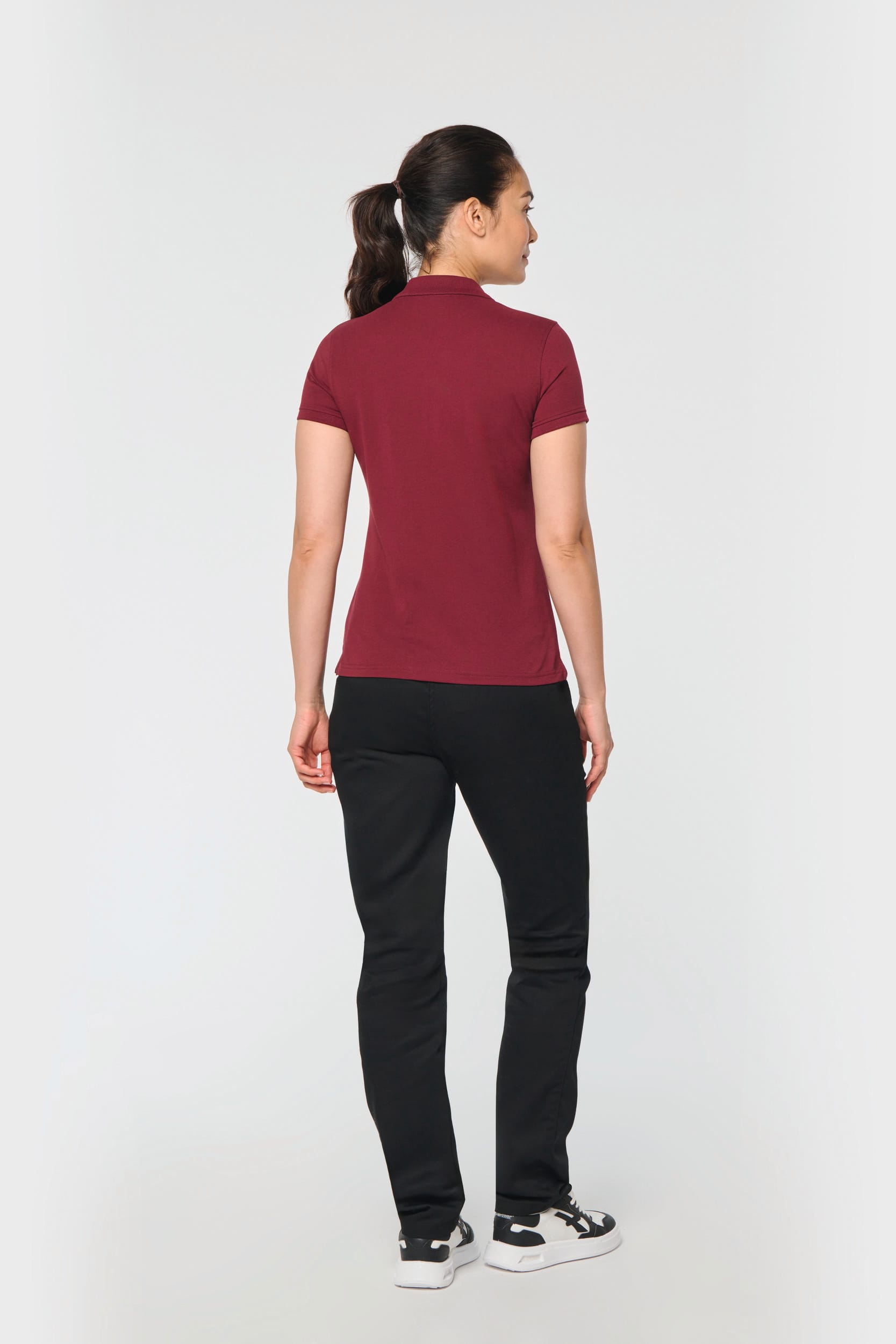 Women's Short-Sleeved Piqué Polo Shirt in Recycled Polyester and Cotton | WK275