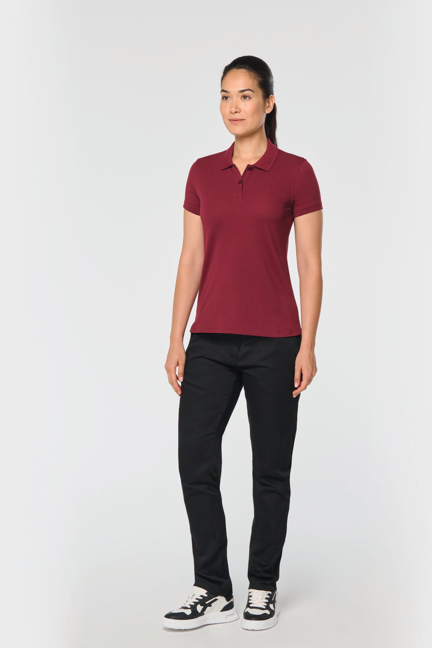 Women's Short-Sleeved Piqué Polo Shirt in Recycled Polyester and Cotton | WK275
