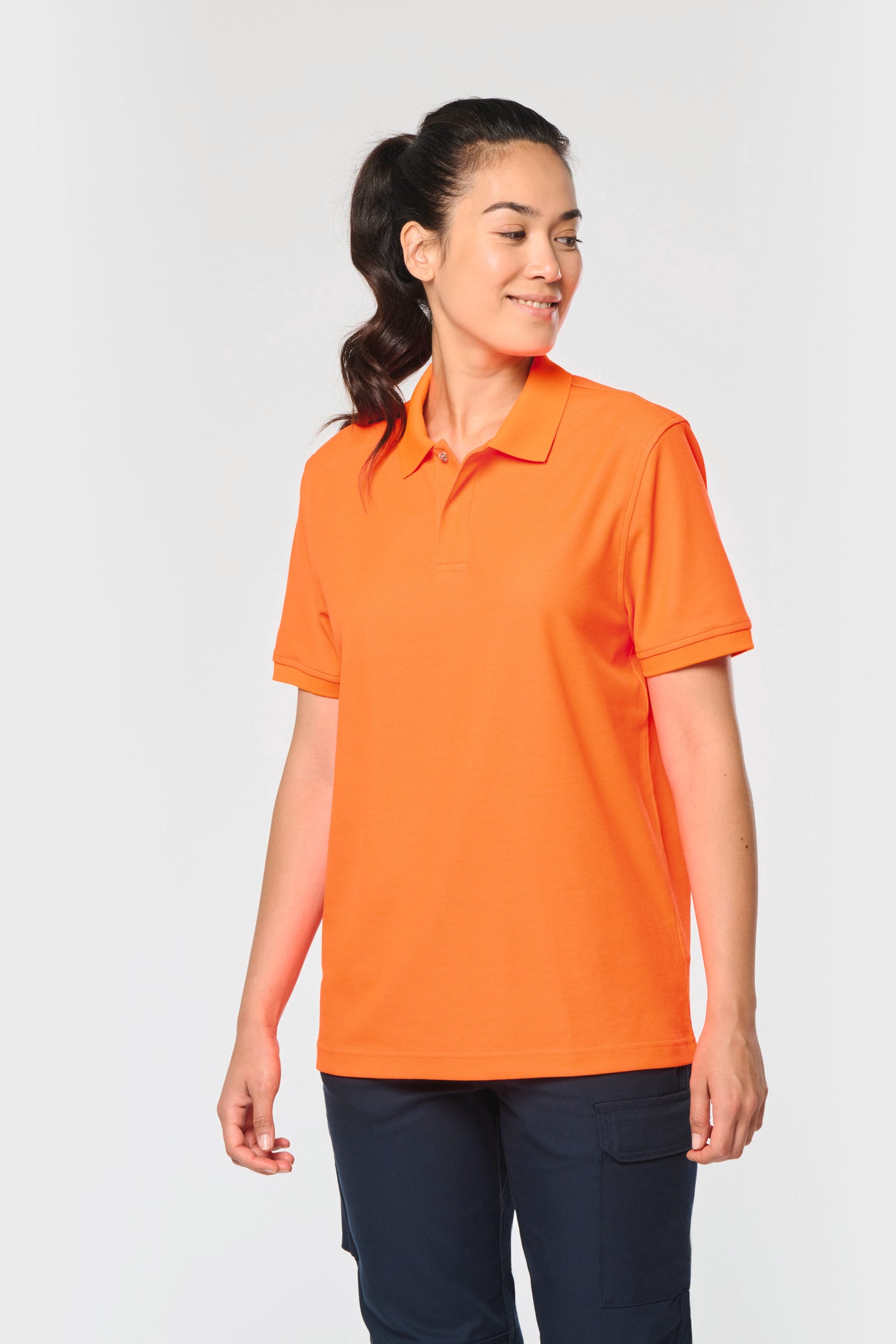 Polo fluorescent unisexe en coton et polyester recyclé | WK208