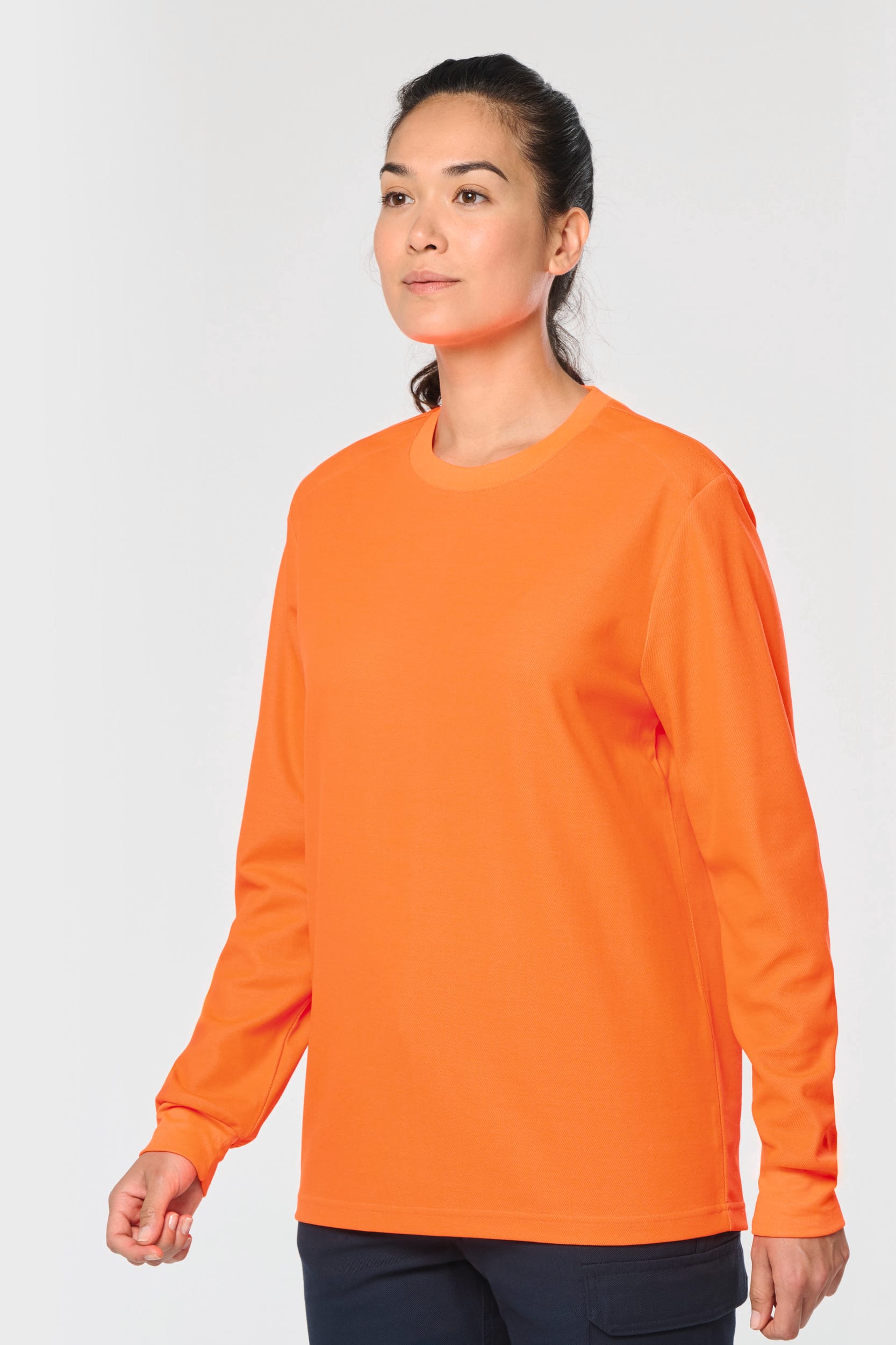 Camiseta fluorescente unisex de manga larga de algodón y poliéster reciclado | WK318