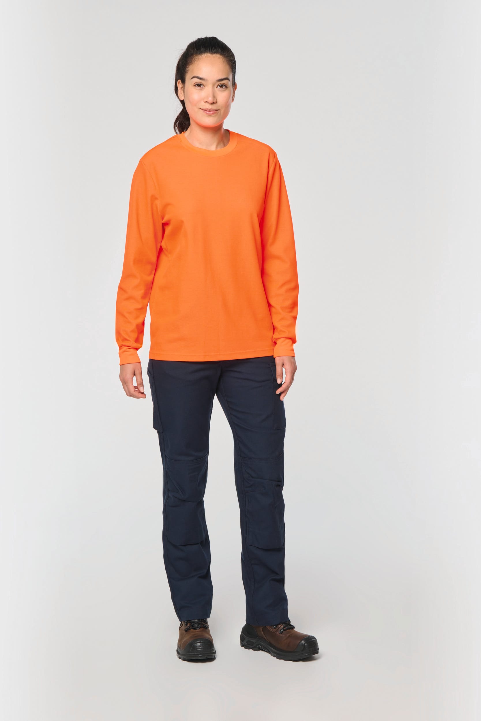 Camiseta fluorescente unisex de manga larga de algodón y poliéster reciclado | WK318