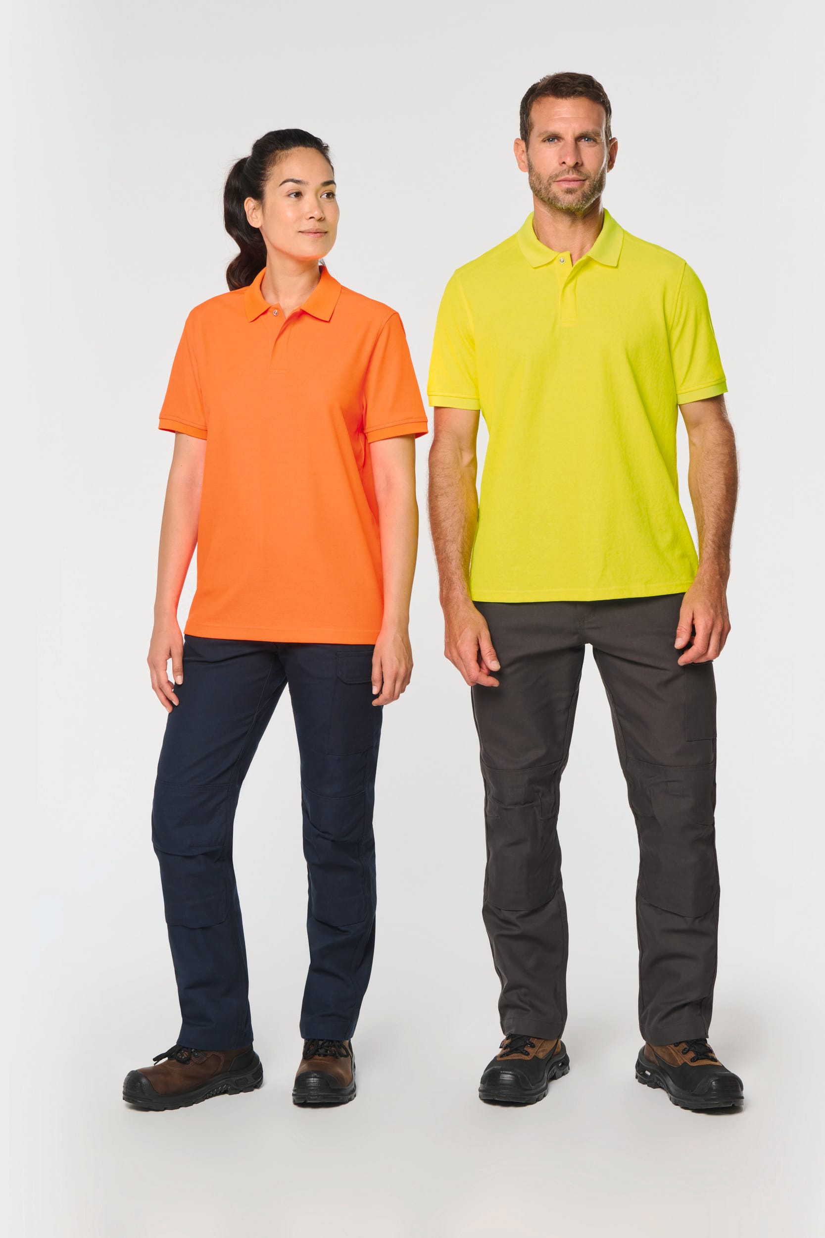 Polo fluorescent unisexe en coton et polyester recyclé | WK208
