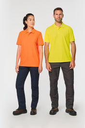 Polo fluorescent unisexe en coton et polyester recyclé | WK208