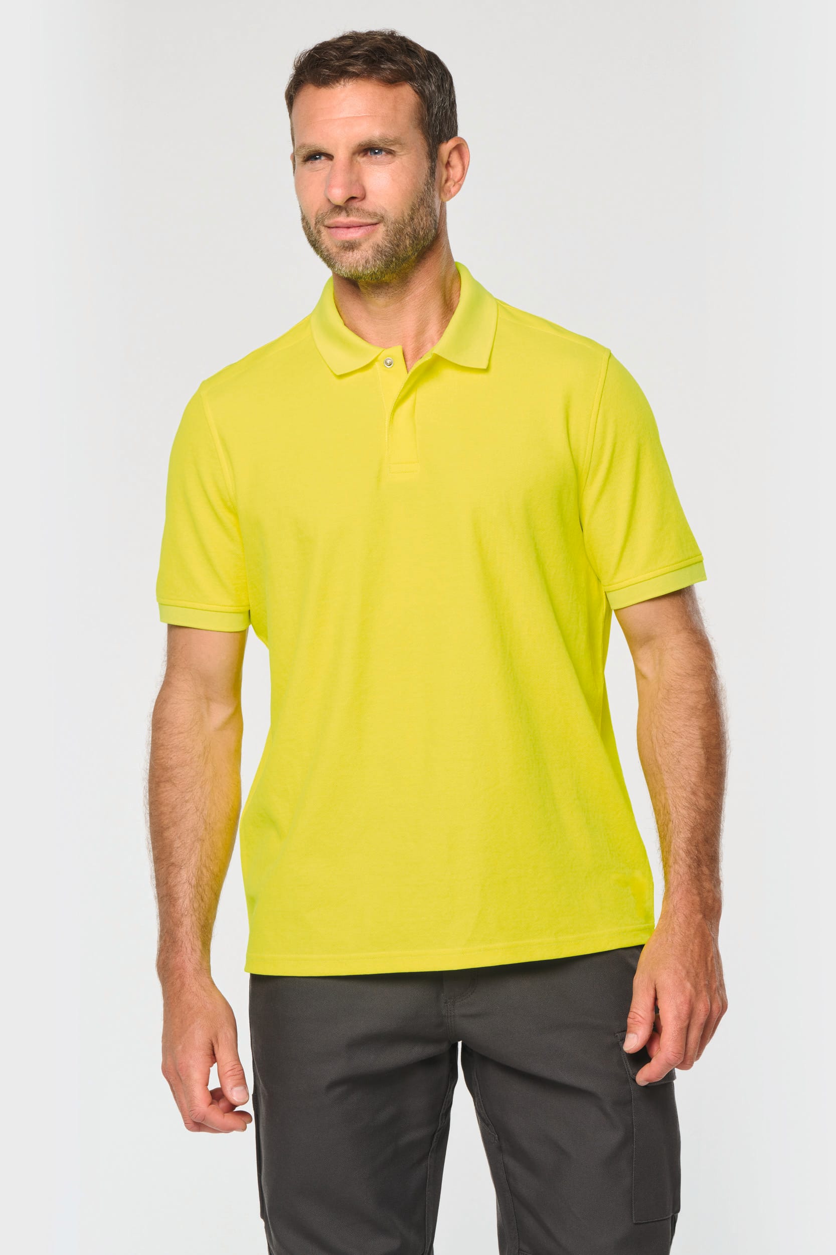 Polo fluorescent unisexe en coton et polyester recyclé | WK208