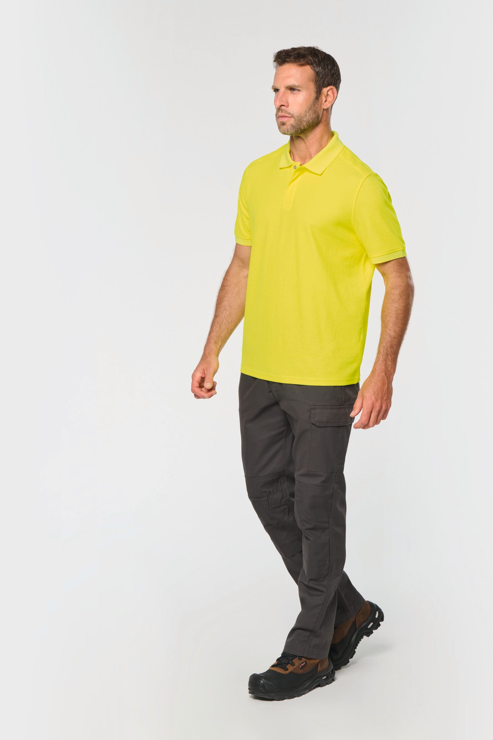 Polo fluorescent unisexe en coton et polyester recyclé | WK208