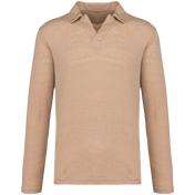 Spasso SP202 - Men’s Long Sleeve Linen Polo Shirt