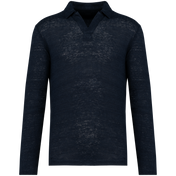 Spasso SP202 - Men’s Long Sleeve Linen Polo Shirt