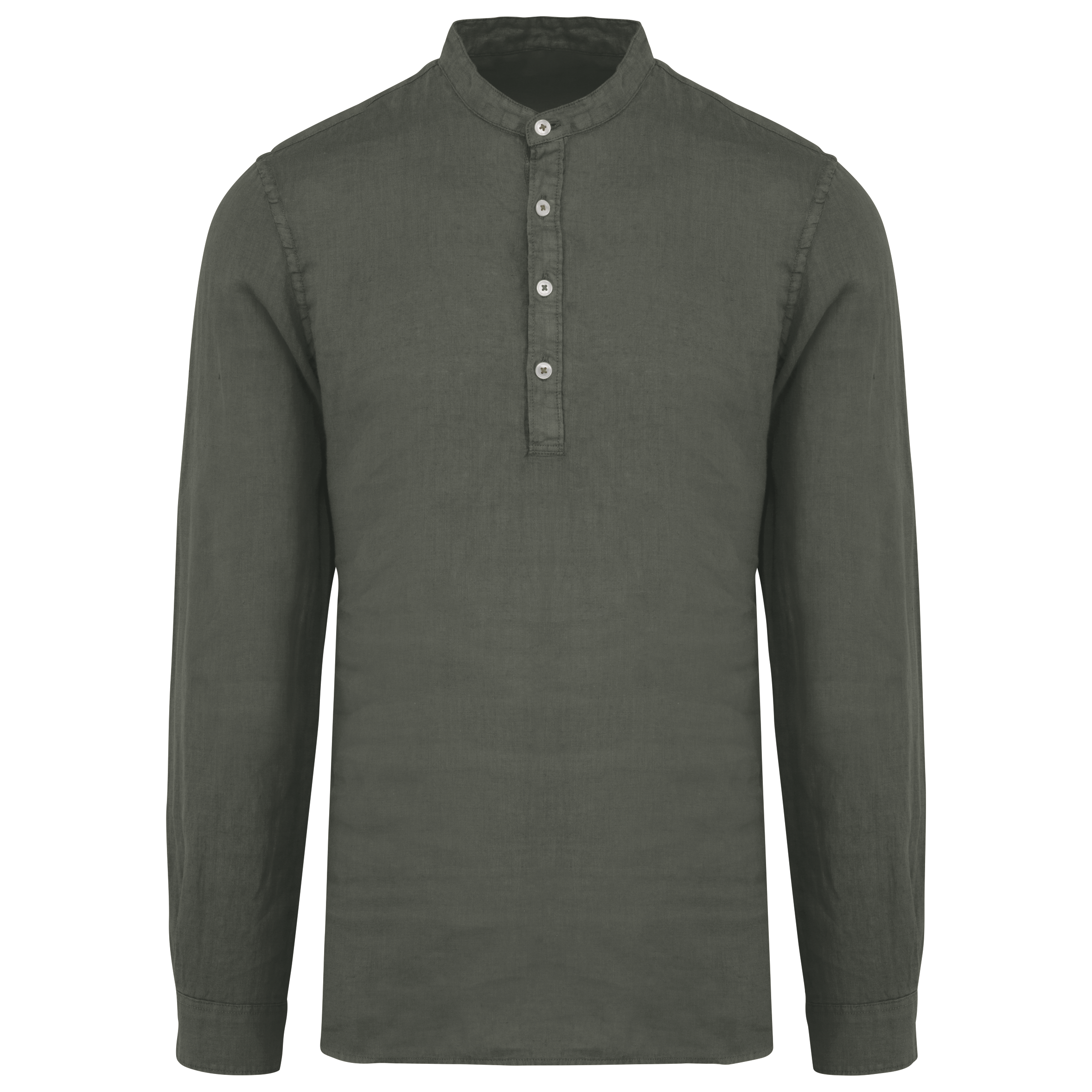 Spasso SP507 - Men's Linen Washed Effect  Mao Collar Shirt