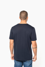 Herren T-Shirt mit kurzen Ärmeln aus Bio-Baumwolle und rohem Halsausschnitt - 110 g/m² - K398