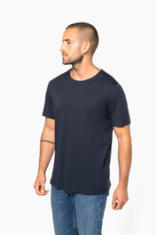 Herren T-Shirt mit kurzen Ärmeln aus Bio-Baumwolle und rohem Halsausschnitt - 110 g/m² - K398