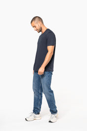 Herren T-Shirt mit kurzen Ärmeln aus Bio-Baumwolle und rohem Halsausschnitt - 110 g/m² - K398