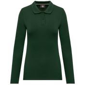 Polo da donna a maniche lunghe in poliestere riciclato e cotone | WK277