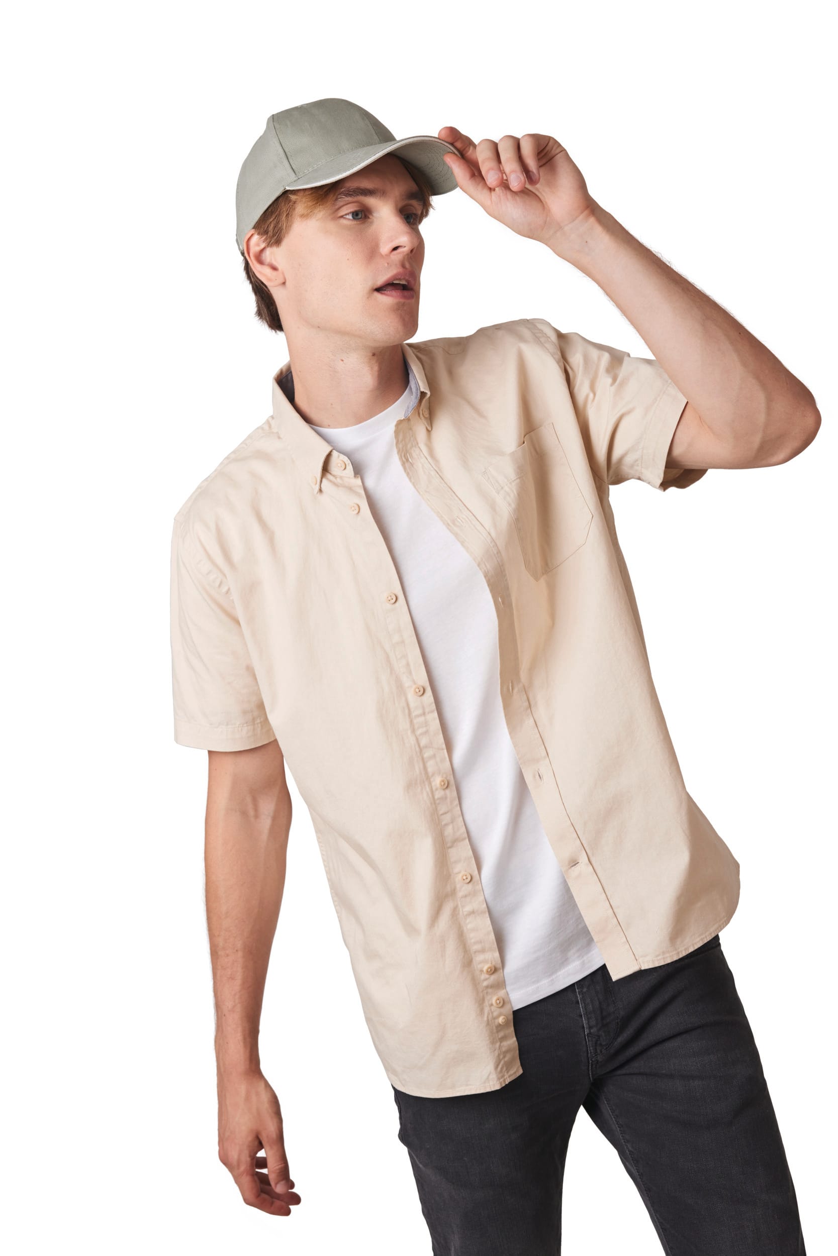 Kappe aus Bio-Baumwolle mit kontrastierendem Sandwich-Schirm - 6 Paneele - KP198