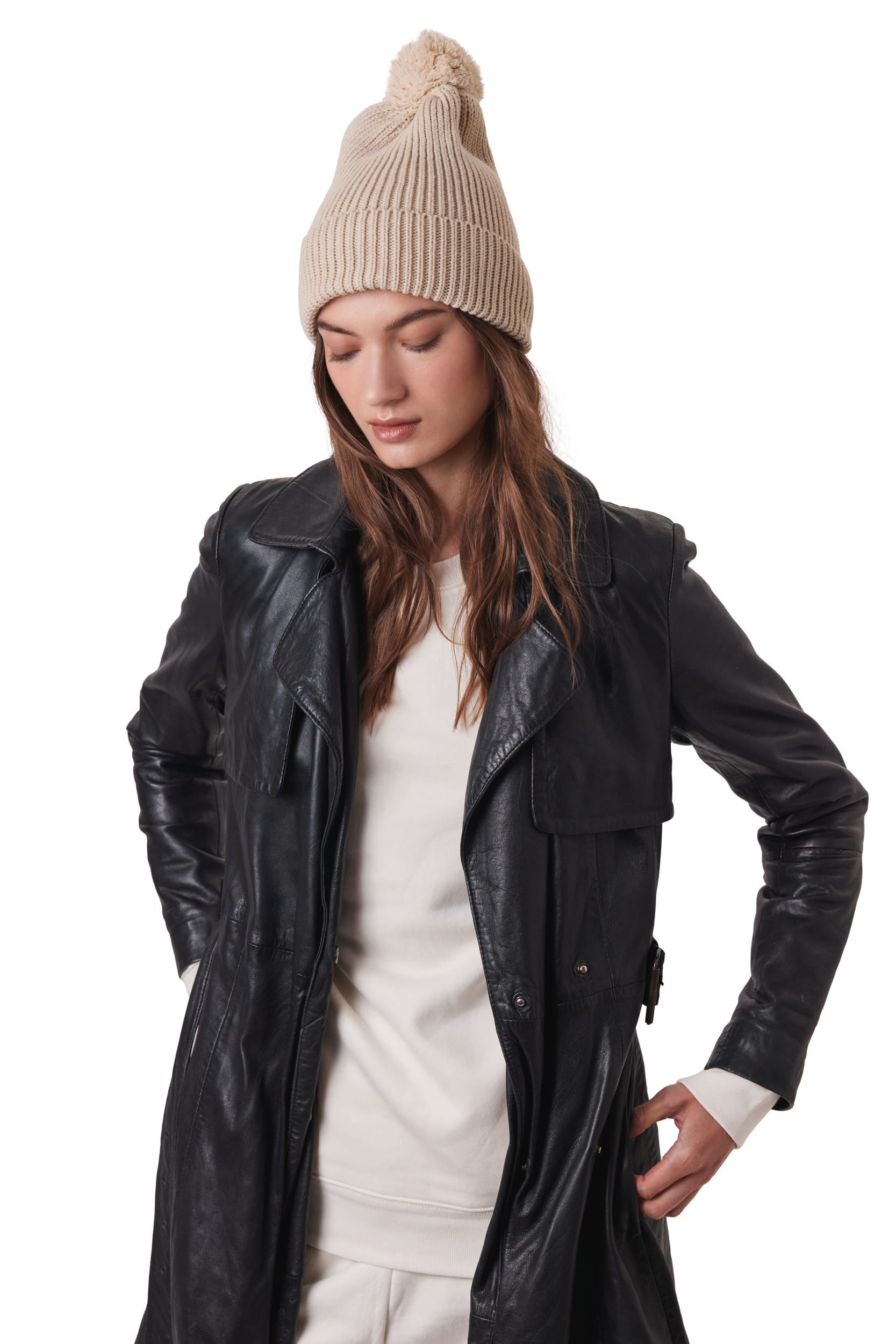 Berretto con pompon in misto poliestere riciclato Polylana® | KP959