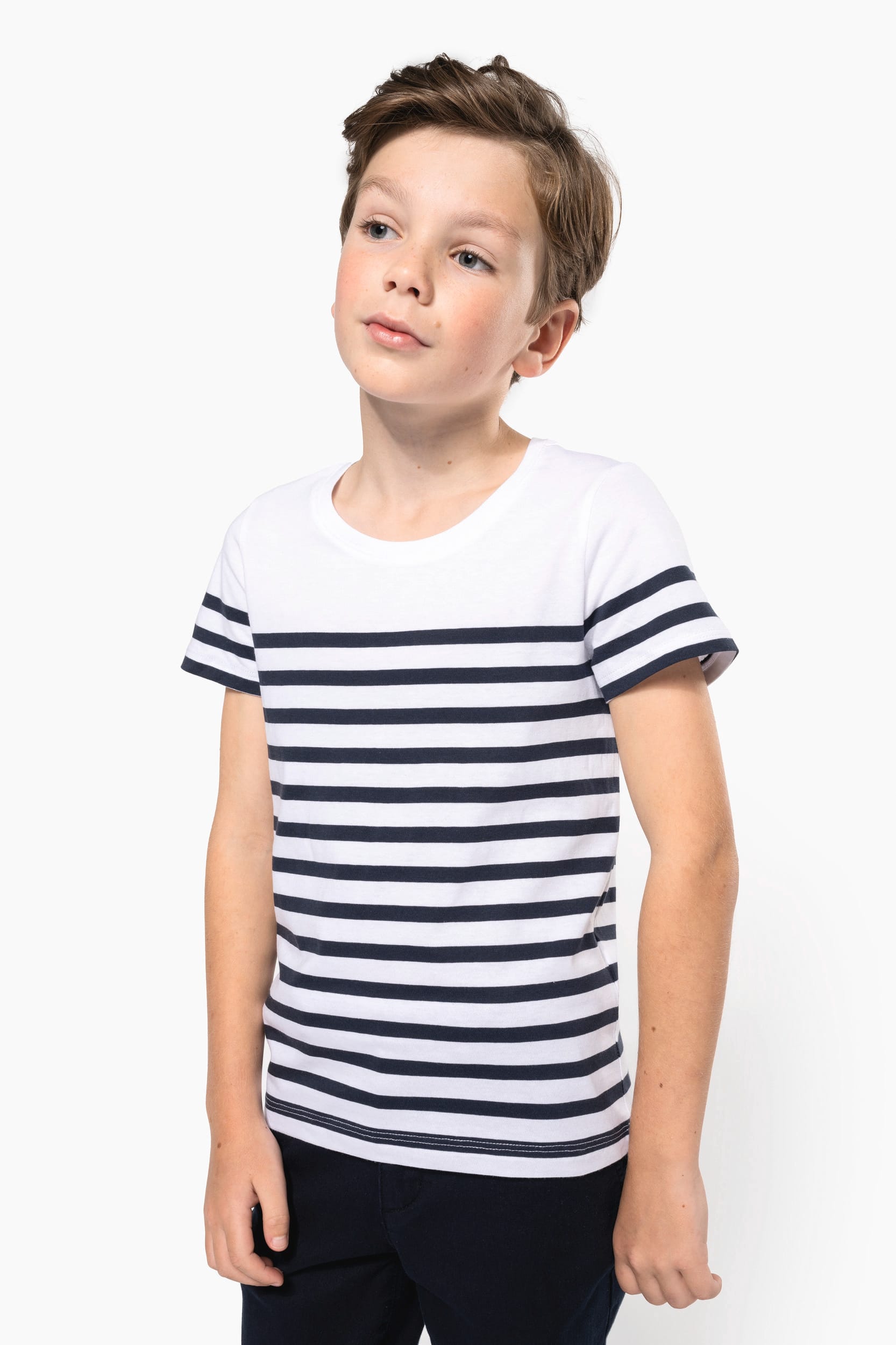 Kids' Organic Cotton Crew Neck Sailor T-shirt - K3035