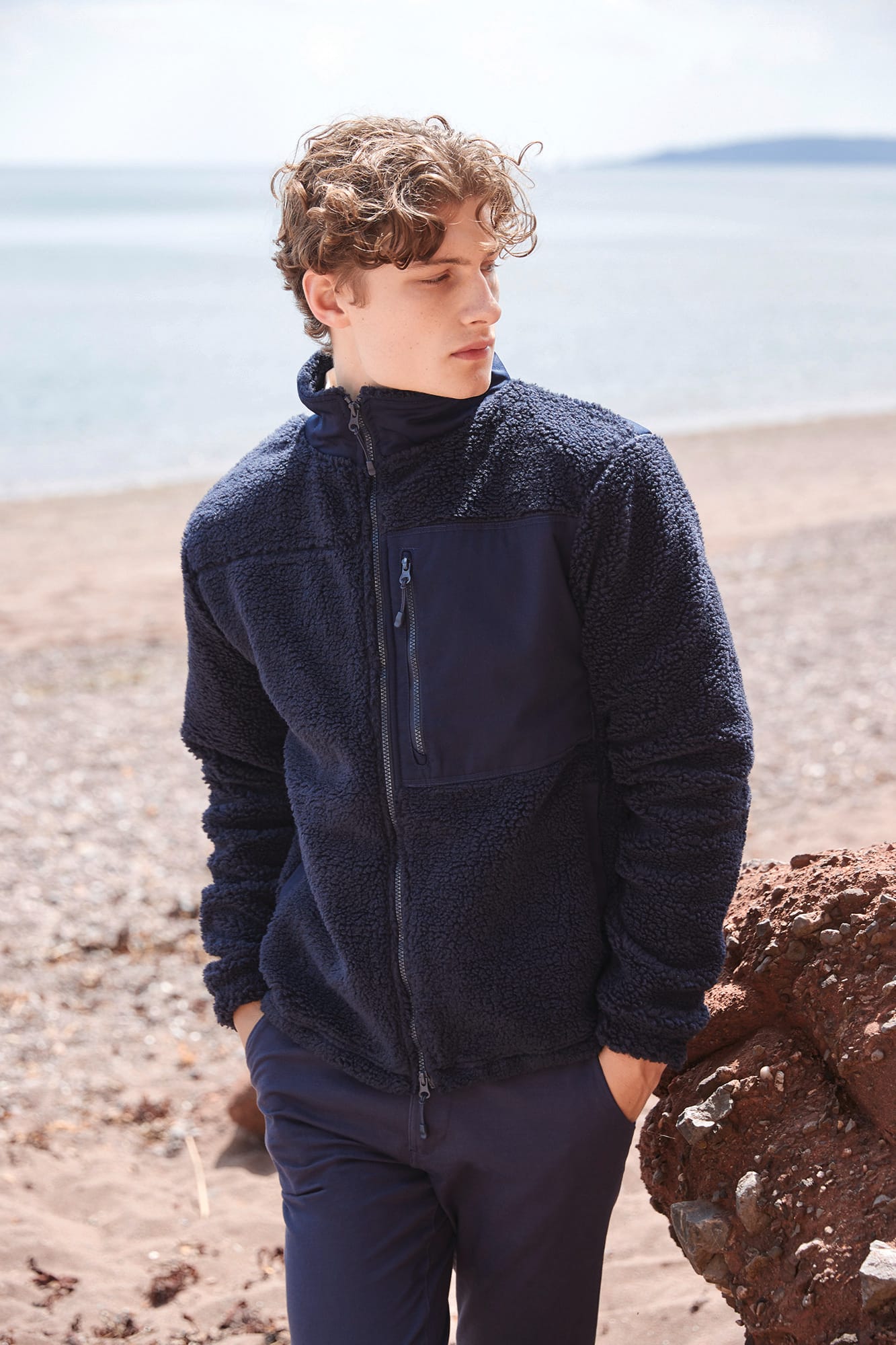 Sherpa Fleece Jacket with Funnel Neck in Recycled Polyester | FR854