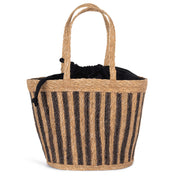 Striped Basket Bag with Drawstring in Seagrass - 26 L | KINS135