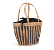 Striped Basket Bag with Drawstring in Seagrass - 26 L | KINS135