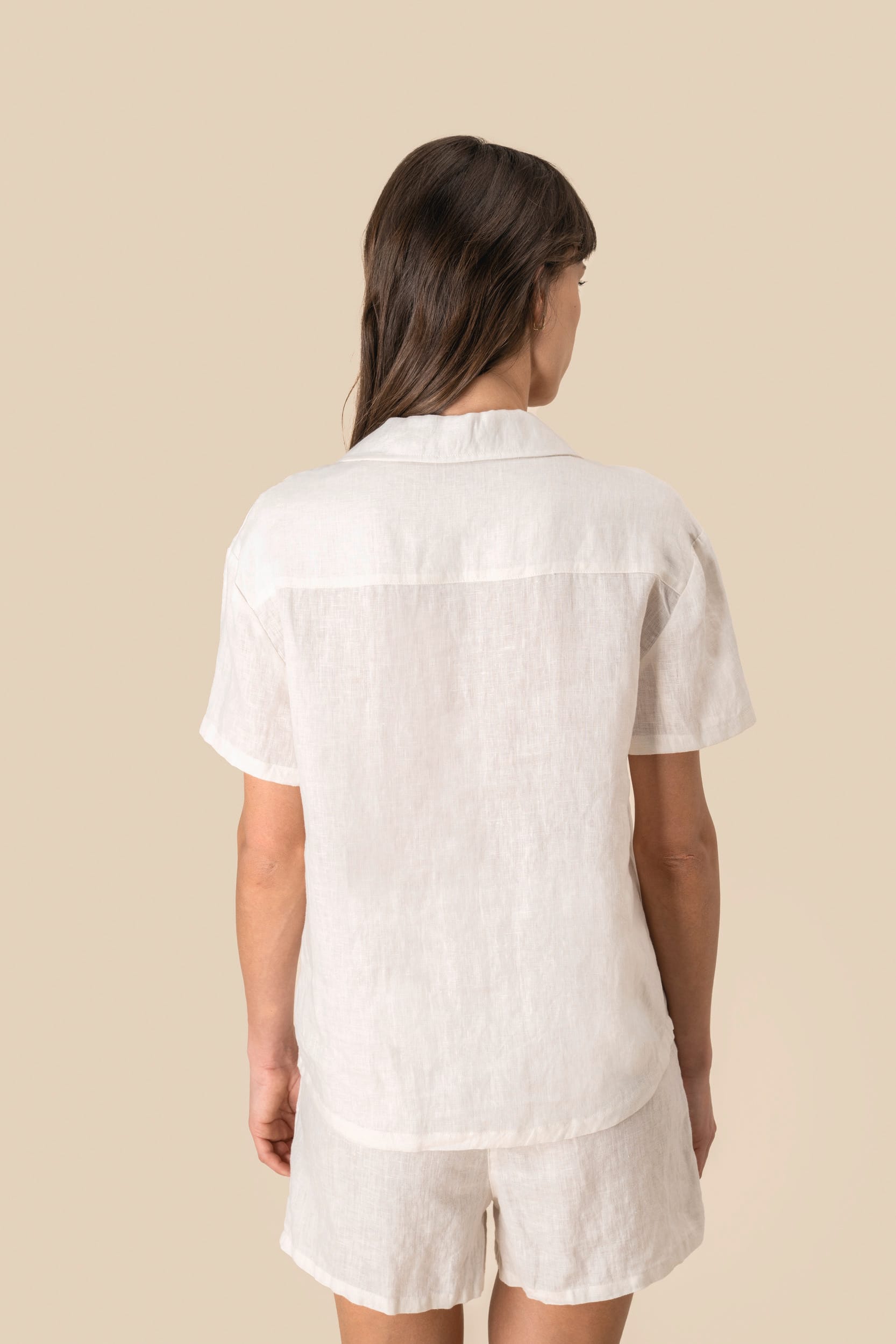 Spasso SP523 - Ladie's Linen Bowling Collar Short-sleeved Shirt