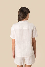 Spasso SP523 - Ladie's Linen Bowling Collar Short-sleeved Shirt