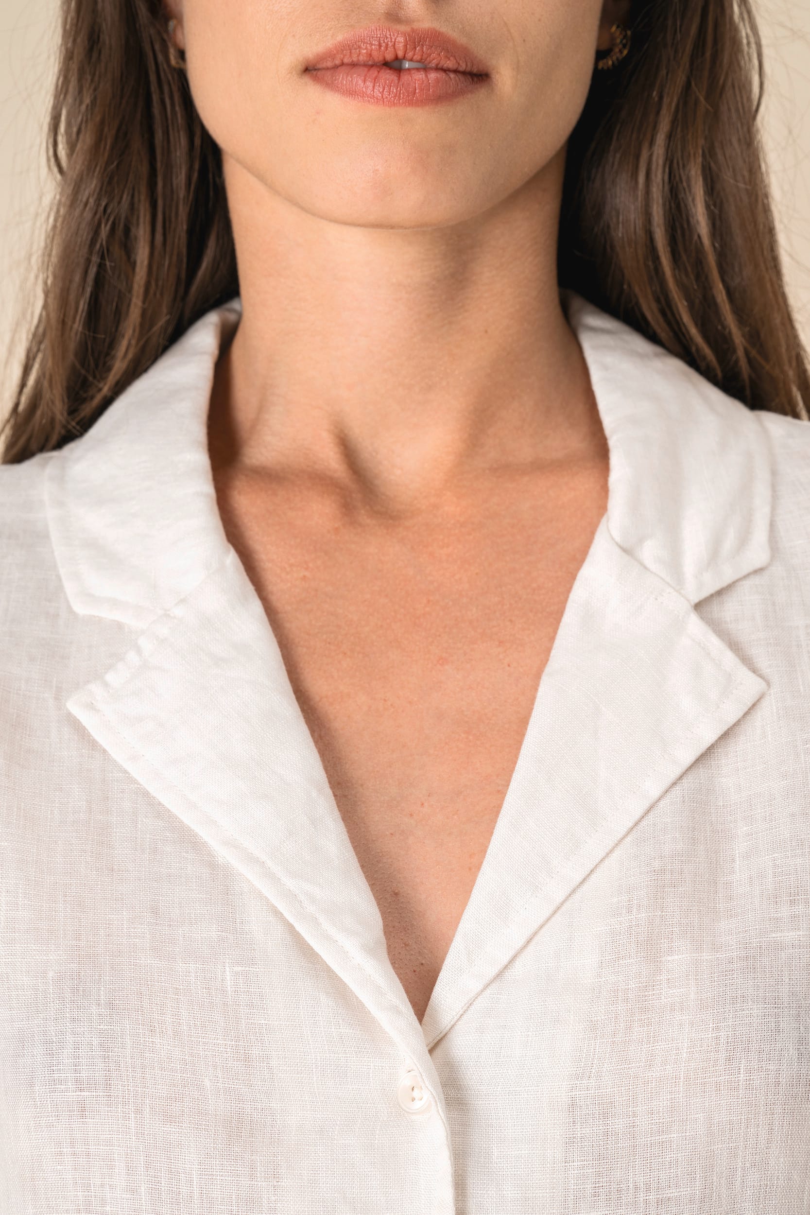 Spasso SP523 - Ladie's Linen Bowling Collar Short-sleeved Shirt