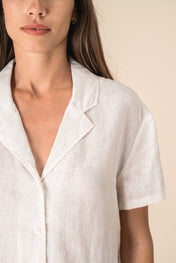 Spasso SP523 - Ladie's Linen Bowling Collar Short-sleeved Shirt