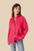 Oversized Damenhemd aus gewebtem Leinen | Spasso - SP501