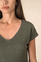 Spasso SP321 - Ladies' V-neck Linen T-shirt