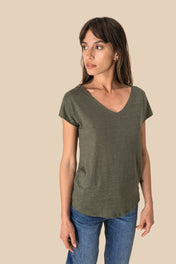 Spasso SP321 - Ladies' V-neck Linen T-shirt
