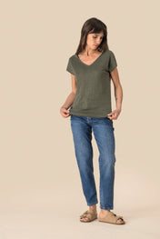 Spasso SP321 - Ladies' V-neck Linen T-shirt