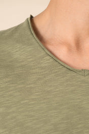 Spasso SP303 - Eco-friendly Men's Dropped Shoulders Raw Edge Collar Slub T-shirt