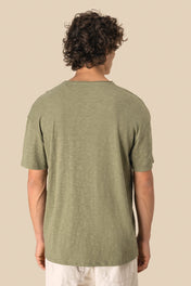 Spasso SP303 - Eco-friendly Men's Dropped Shoulders Raw Edge Collar Slub T-shirt