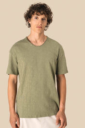 Spasso SP303 - Eco-friendly Men's Dropped Shoulders Raw Edge Collar Slub T-shirt