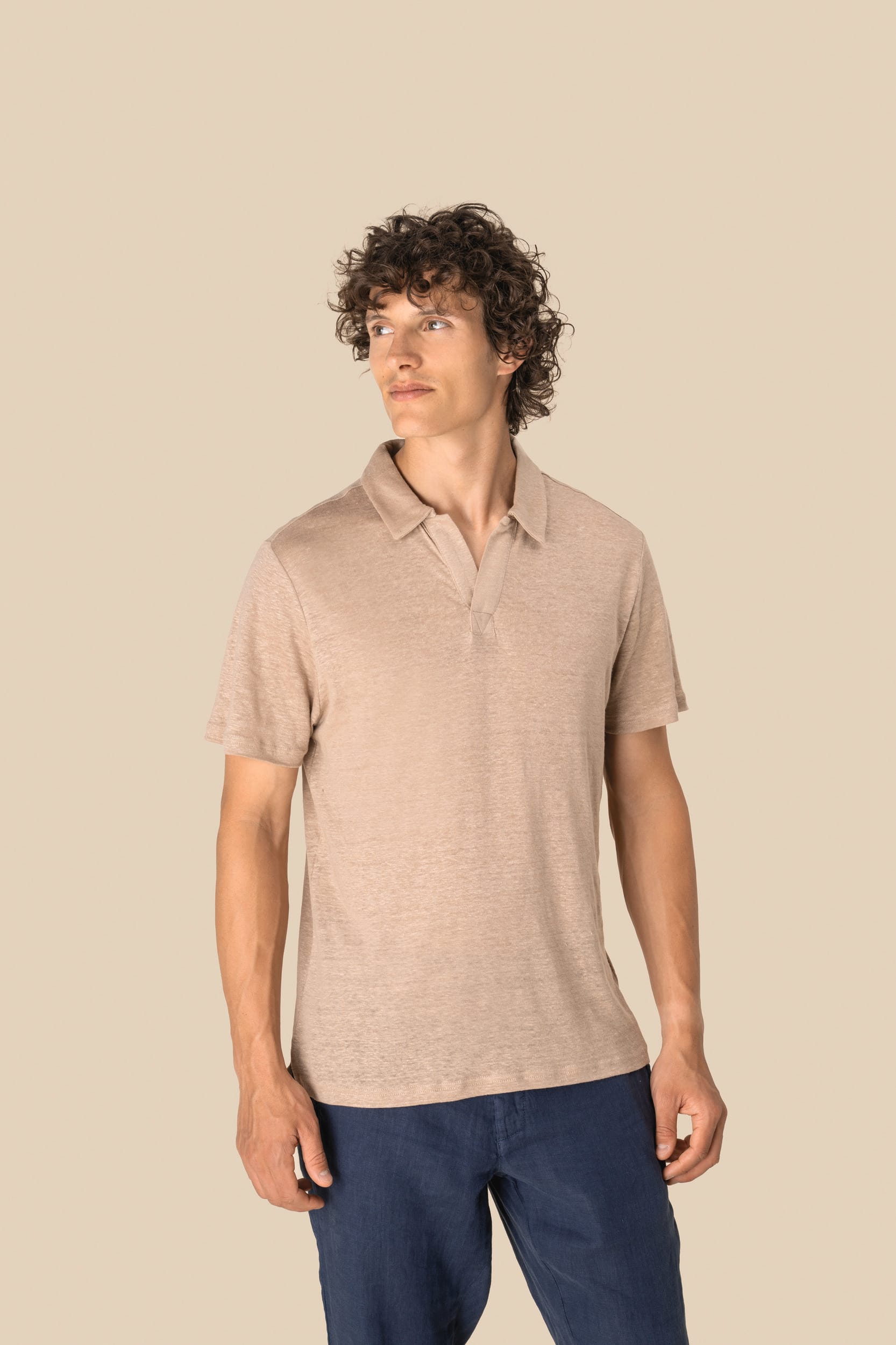 Spasso SP220 - Men’s Linen Polo Shirt