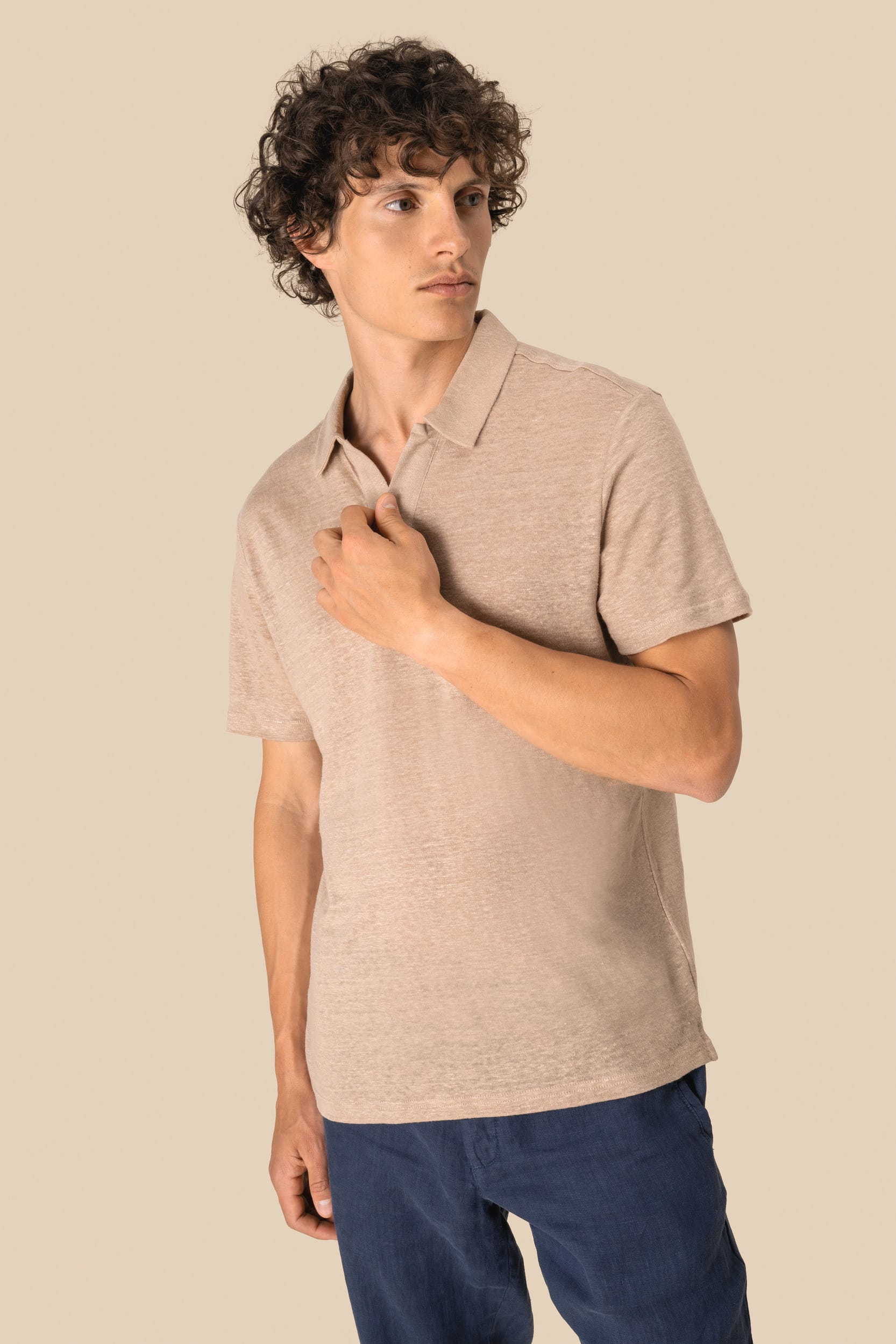 Spasso SP220 - Men’s Linen Polo Shirt