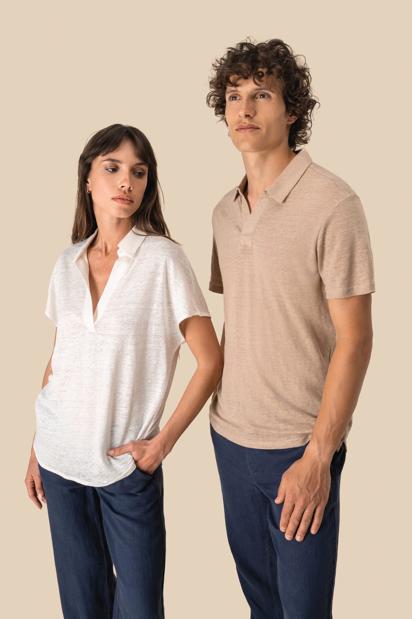 Spasso SP220 - Men’s Linen Polo Shirt