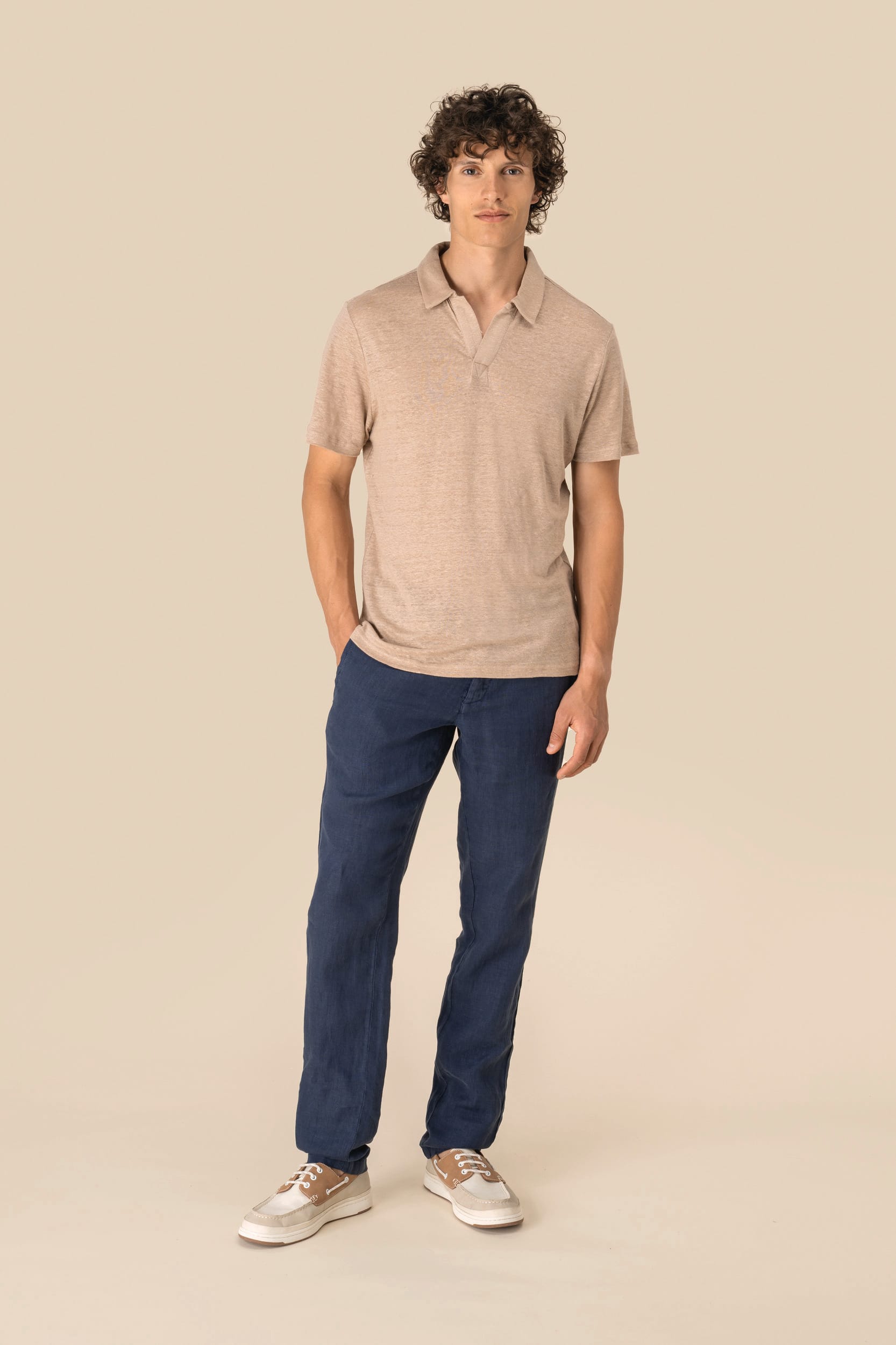 Spasso SP220 - Men’s Linen Polo Shirt