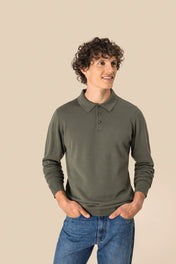Spasso SP204 - Eco-friendly Men's Knitted Long Sleeve Polo Shirt