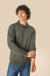Spasso SP204 - Eco-friendly Men's Knitted Long Sleeve Polo Shirt