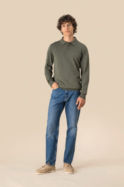 Spasso SP204 - Eco-friendly Men's Knitted Long Sleeve Polo Shirt